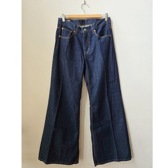 Free People Levi's Premium XL Baggy Straight Flare Jeans in Dark Wash W 27 28 29 - Picture 2 of 7